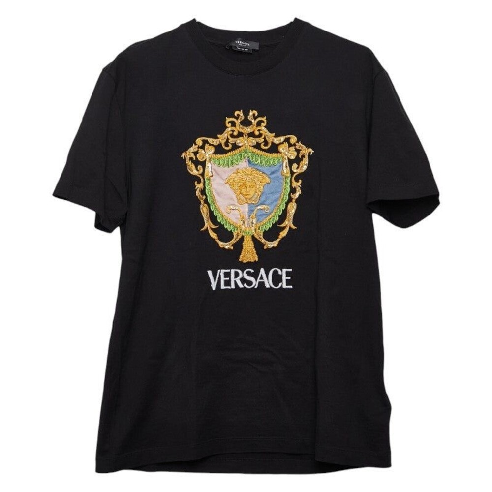 Versace Medusa Cotton Sequin Short Sleeve T-Shirt Multicolor